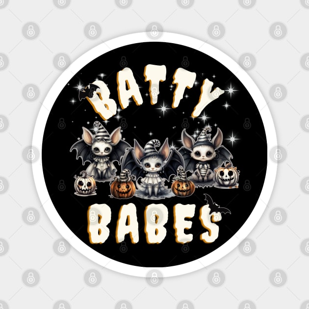 Batty Babes Funny Halloween Witches and Bats Magnet by Mind Your Tee